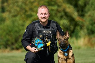 Brave police dog Dutch saved a man on his very first shift and has now been honoured with the Lifesaver Award by the Thin Blue Paw Foundation for his heroics.