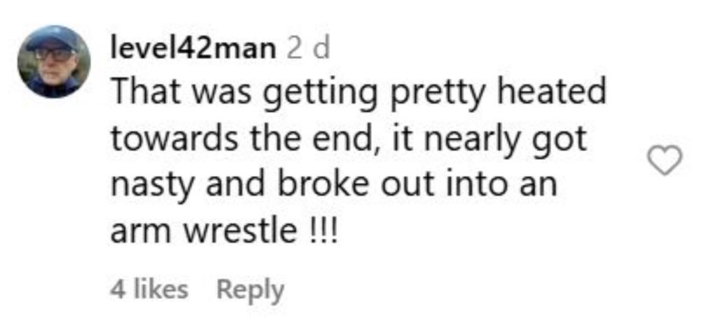 Social media comment on the post of A motorist and biker clashed in Ilford after a near miss - but instead of violence, the road rage row turned comical with quips like go drink some water ending the spat.
