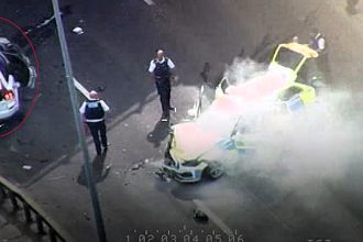 A reckless van driver went the wrong way down the A12 in Leytonstone before mounting the pavement - police rammed the vehicle to end the chase and made arrests.