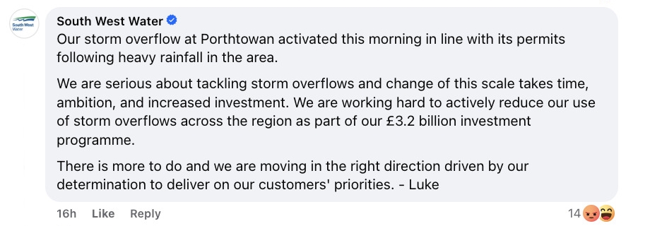 Social media comment on the post of A national surfing event in Porthtowan, Cornwall was abruptly cancelled after a sewage spill forced beach closure - sparking outrage over health risks and lost costs.
