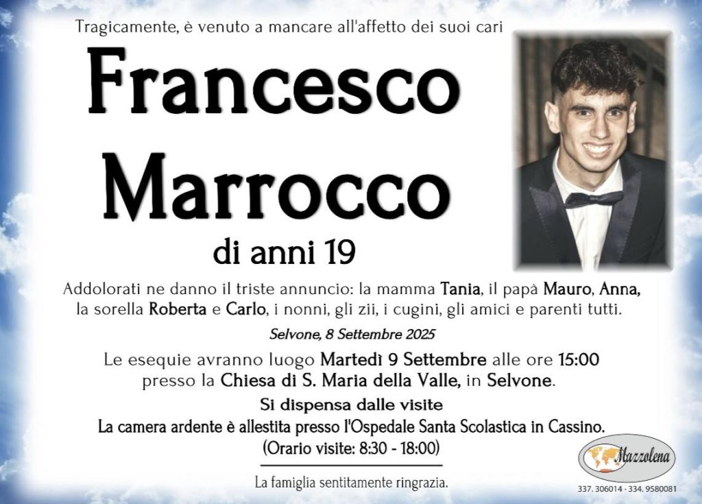 Teen referee Francesco Marrocco, 19, tragically dies in fiery car crash near his home in Cassino, Italy - young Roma fan remembered as a devoted son and official.