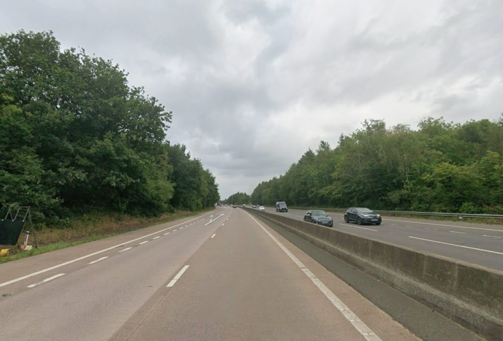 A swerving Ford Focus was caught on the M54 veering dangerously and nearly hitting the central reservation as shocked drivers called police over the reckless motorway scare.