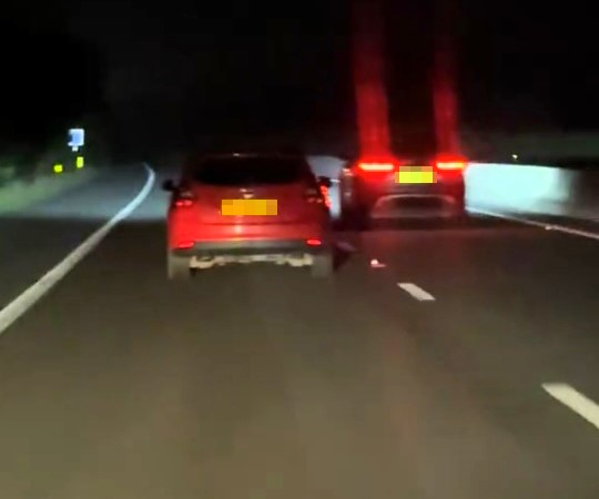 A swerving Ford Focus was caught on the M54 veering dangerously and nearly hitting the central reservation as shocked drivers called police over the reckless motorway scare.