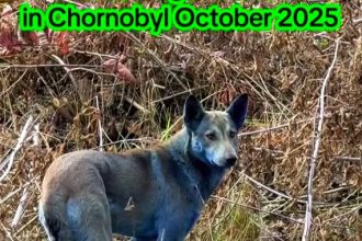 Charity workers in Chernobyl discovered three stray dogs with bright blue fur. The cause is unknown, though experts suspect chemical exposure. The dogs appear healthy.