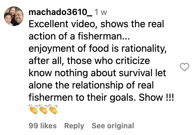 Social media comment on the post of Piranhas devoured a fish moments after it was hooked in the Amazon leaving only its head as stunned anglers bizarrely decided to eat the remains raw in a survival style meal.