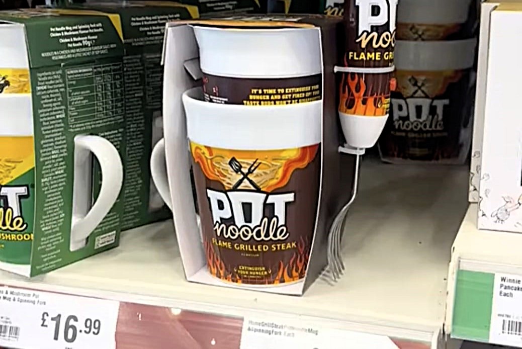 Shoppers are shocked as The Range brings back the Pot Noodle Mug and Spinning Fork set for £16.99 - with some calling it “daylight robbery” and others eager to buy.