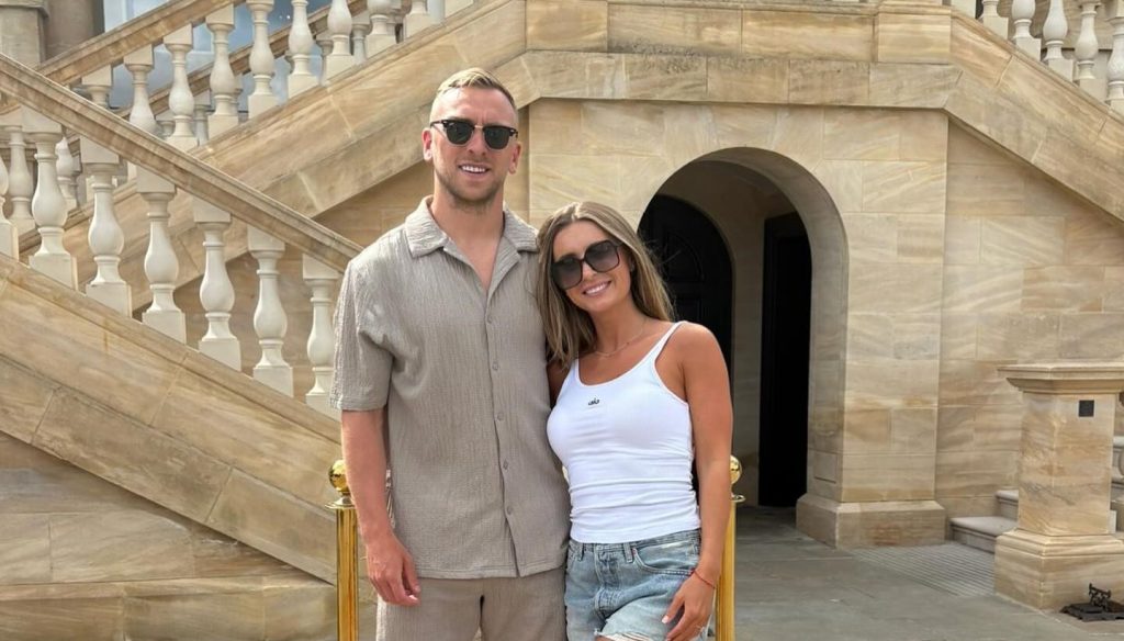 Dani Dyer revealed her son Santi now sings a cute PG version of West Ham’s cheeky Bowen’s on fire chant swapping the rude lyrics for kissing in a moment that left her in stitches.