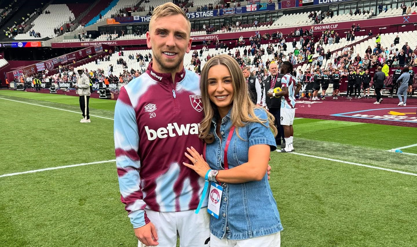 Dani Dyer revealed her son Santi now sings a cute PG version of West Ham’s cheeky Bowen’s on fire chant swapping the rude lyrics for kissing in a moment that left her in stitches.