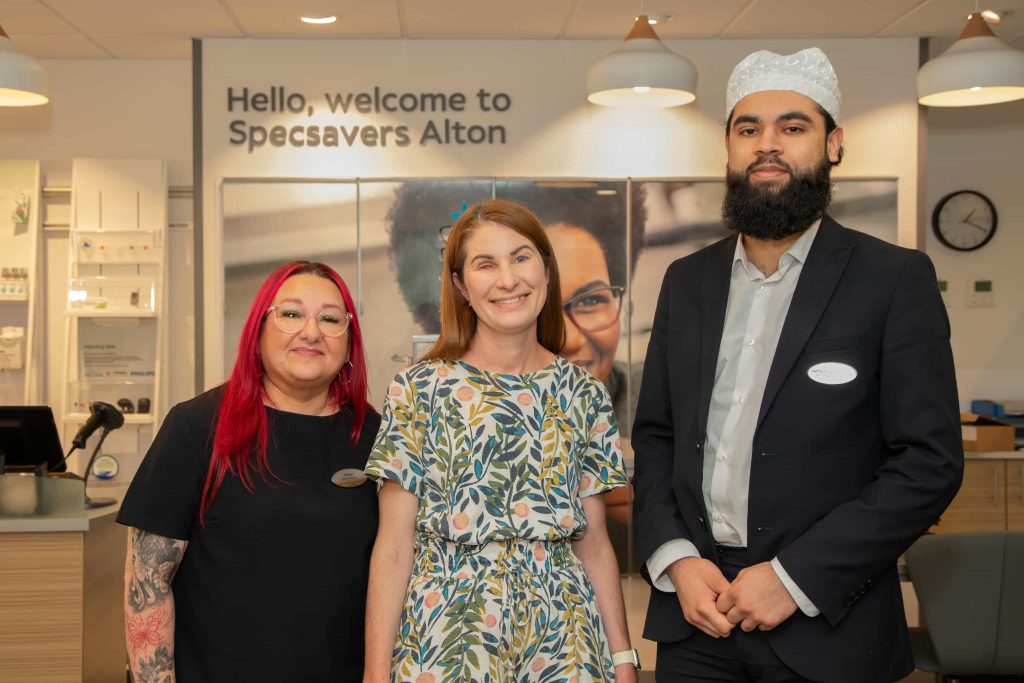 A mum from Alton had her eye removed after a trainee optician at Specsavers spotted a rare ocular melanoma during a routine test, saving her life with early detection.