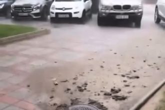 Sewage erupted from manholes in Spain’s Costa del Sol as torrential rain flooded Fuengirola and Torremolinos turning streets brown and leaving British expats horrified.