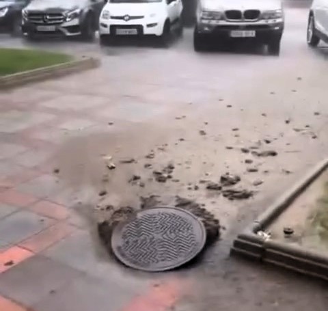 Sewage erupted from manholes in Spain’s Costa del Sol as torrential rain flooded Fuengirola and Torremolinos turning streets brown and leaving British expats horrified.