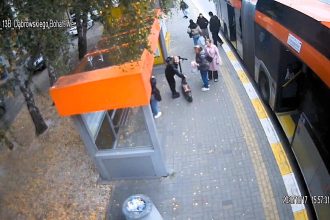 Teens on an e scooter crash into an elderly woman at a Rzeszów bus stop then flee as police release CCTV hoping to identify the pair after the OAP was knocked down and left unaided.