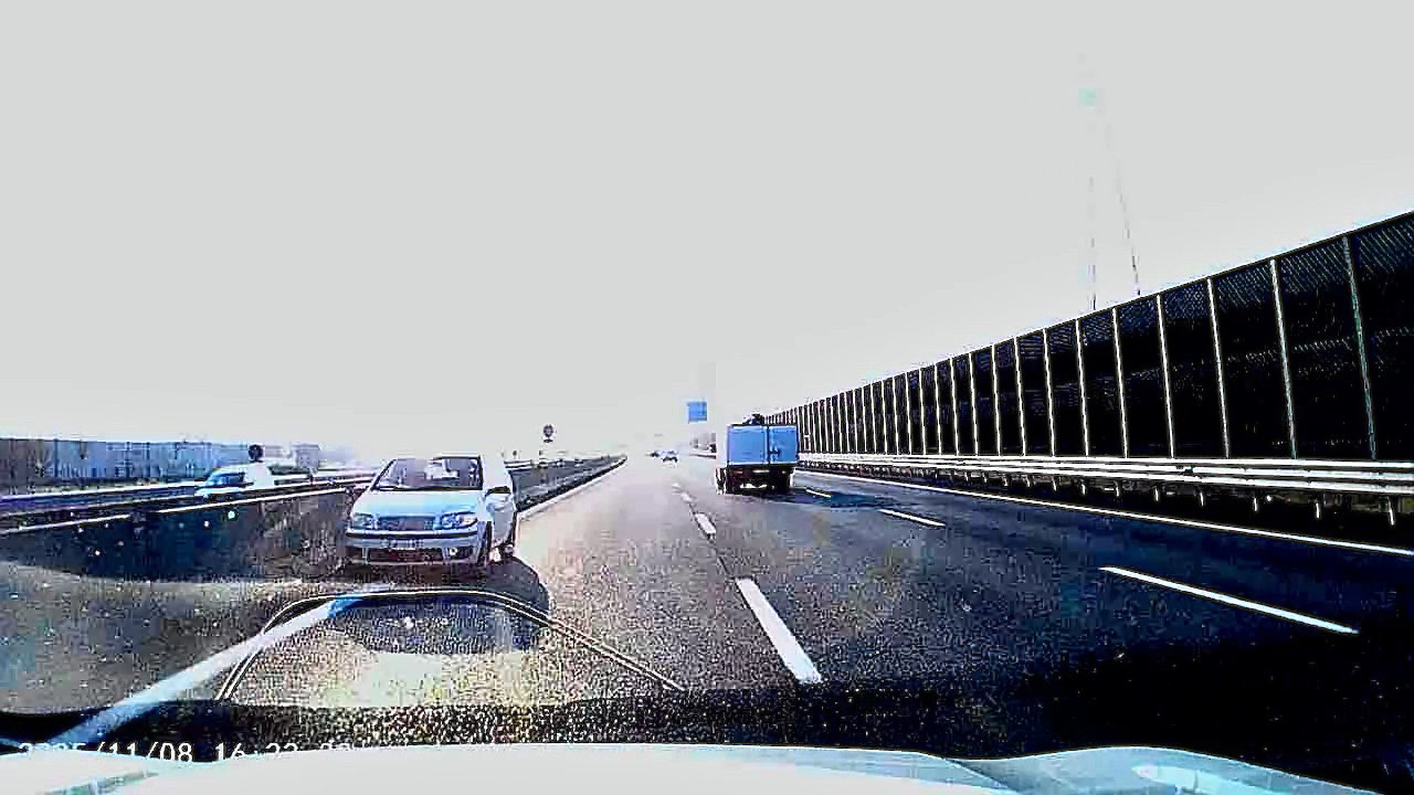 A family narrowly escaped disaster when a car drove the wrong way on Italy’s A4 motorway - quick reflexes by driver Davide Zaccaria avoided a terrifying head-on crash.