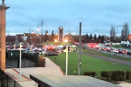 Shoppers faced three hour gridlock at the Trafford Centre after an M60 obstruction caused total standstill leaving families like Limyaa Fadallah exhausted frustrated and stuck in their cars.