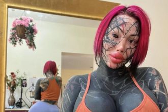 Model Mary Magdalene stuns fans with full blackout tattoos as admirers flood her comments with love and baby daddy offers while she continues her bold body modification journey.