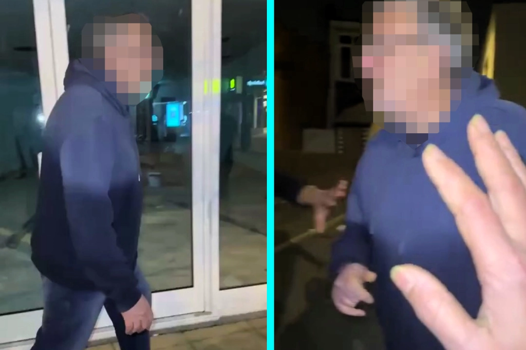 An angry customer accused of leaving a curry house without paying allegedly threw punches at staff who followed him outside, with shocking footage capturing the violent confrontation in Hampshire.