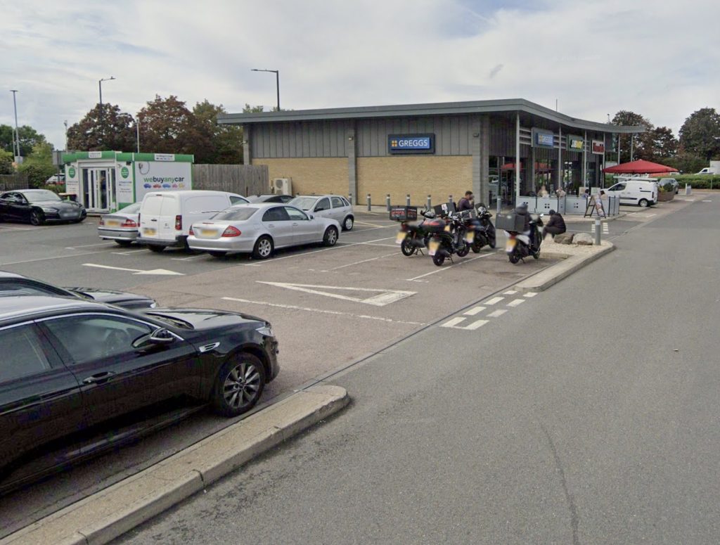 A £40,000 BMW burst into flames outside Greggs on an Enfield retail park, with firefighters rushing to tackle the inferno as shocked shoppers watched the parked car become engulfed.