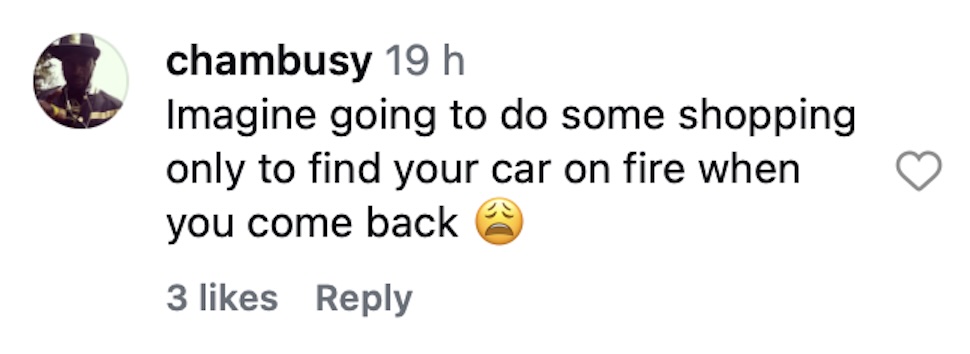 Social media comment on the post a £40,000 BMW burst into flames outside Greggs on an Enfield retail park, with firefighters rushing to tackle the inferno as shocked shoppers watched the parked car become engulfed.