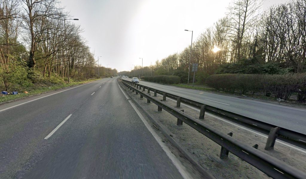 Dashcam footage shows a Ford Fiesta losing control after a risky overtake on a west London dual carriageway, smashing into the barrier before the driver narrowly escaped injury.