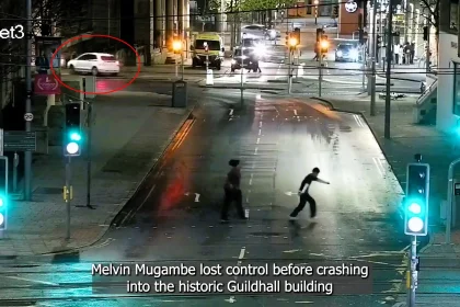 Drunk driver banned for Christmas after crashing into historic Nottingham Guildhall, caught on CCTV swerving into listed building while over drink drive limit on cameras.
