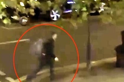 Late night vandal rampages through Fulham smashing shop windows and car screens with a road sign causing thousands in damage before calmly walking away at 4am.