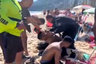 Armed police arrested suspected drug traffickers on a Rio beach in front of sunbathers, capturing a fugitive gang leader who had been hiding in favelas for nearly a year after a deadly operation.