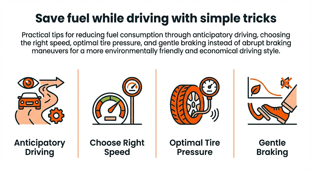 Cut fuel costs with smart driving and simple car maintenance tips covering speed control tyre pressure braking habits weight reduction and AC use to boost efficiency every trip.