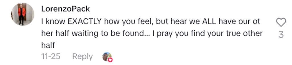 Social media comment on the post of Woman single for 15 years says she is terrified of dating as she opens up about loneliness MS diagnosis and fears of rejection in viral video that struck a chord online.