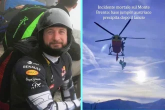 Austrian base jumper Philipp Haidinger, 44, died after losing control and crashing into a cliff face at Monte Brento in Trentino, Italy, yesterday morning while being filmed.