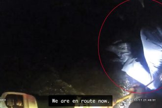 Six police officers formed a human chain to rescue a 66-year-old woman trapped upside down in powerful waves at Aberavon beach, Wales, using a rope tied around her ankle on December 11.