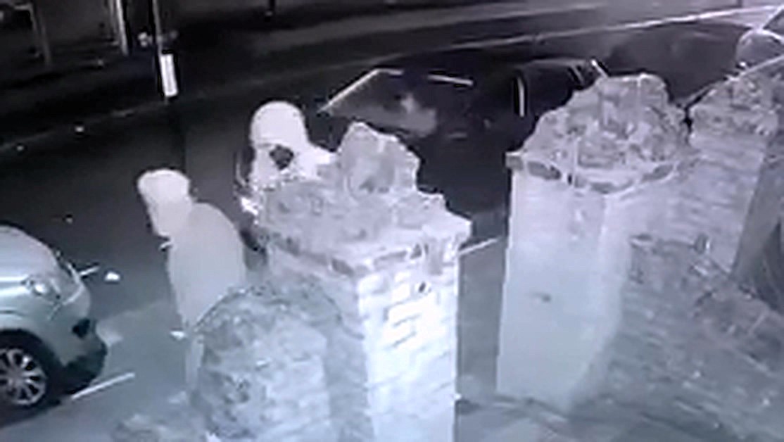 Elderly man mugged at knifepoint as passersby walk by without helping in Southall, west London. Three hooded yobs cornered OAP victim. CCTV captured incident.