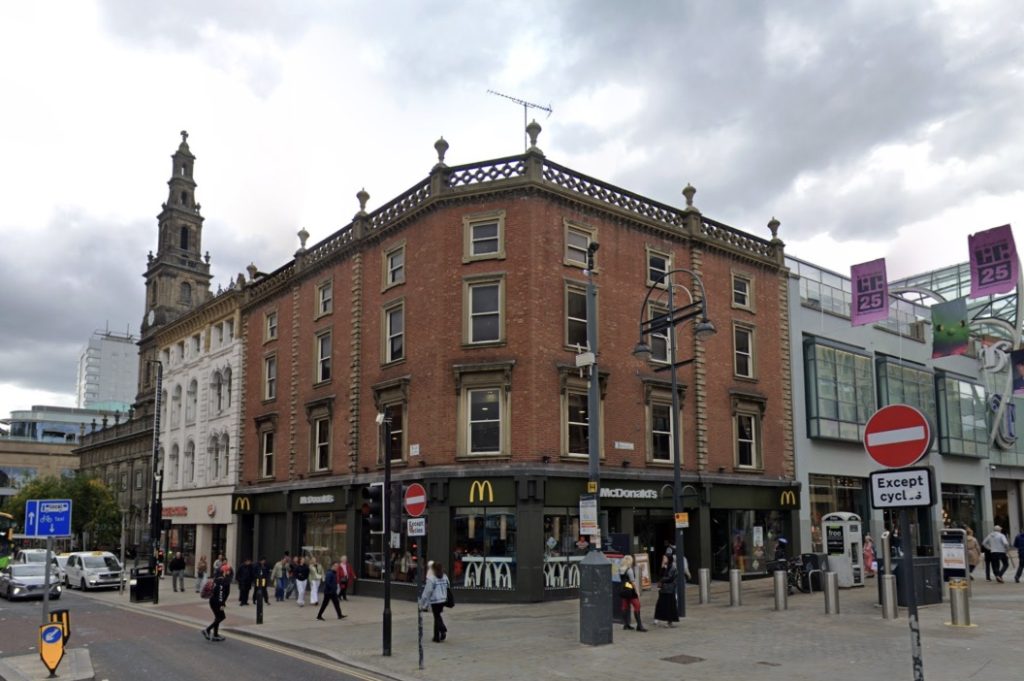 Four security guards ejected customer from Leeds McDonald's on New Year's Day who then removed his coat and goaded them to fight outside packed restaurant at 1am.