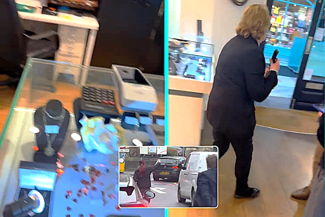 Jeweller's raided in broad daylight as shocked onlookers watched robbers speed away from Arcade Jewellers in Bournemouth. Witness James Lees saw staff chase getaway car.