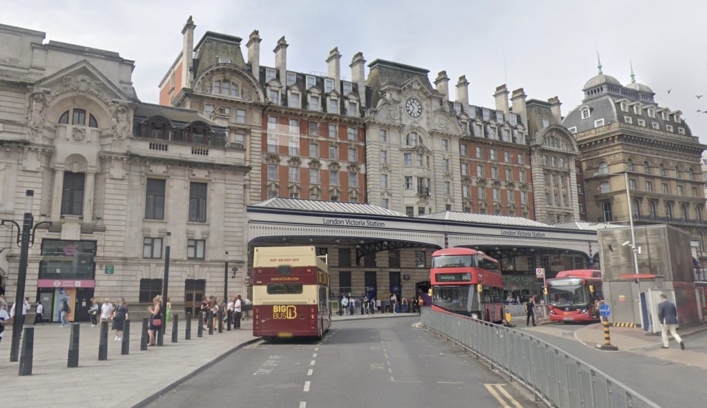 Mass brawl erupted at Wetherspoons in Victoria Station, London, with eight people fighting on tables as shocked passengers watched, leading to nine arrests on Saturday night.