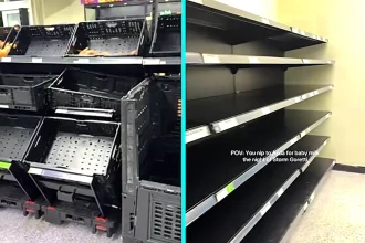 Shocked mother finds Asda shelves cleared by Storm Goretti panic buyers - fresh produce, bread, meat and baby milk gone. Sedgley store emptied before storm.
