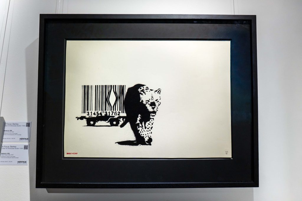 Collection of 13 Banksy prints including iconic Girl with Balloon set to raise £300,000 at Heritage Auctions. Features Basquiat tribute and Pulp Fiction banana piece.