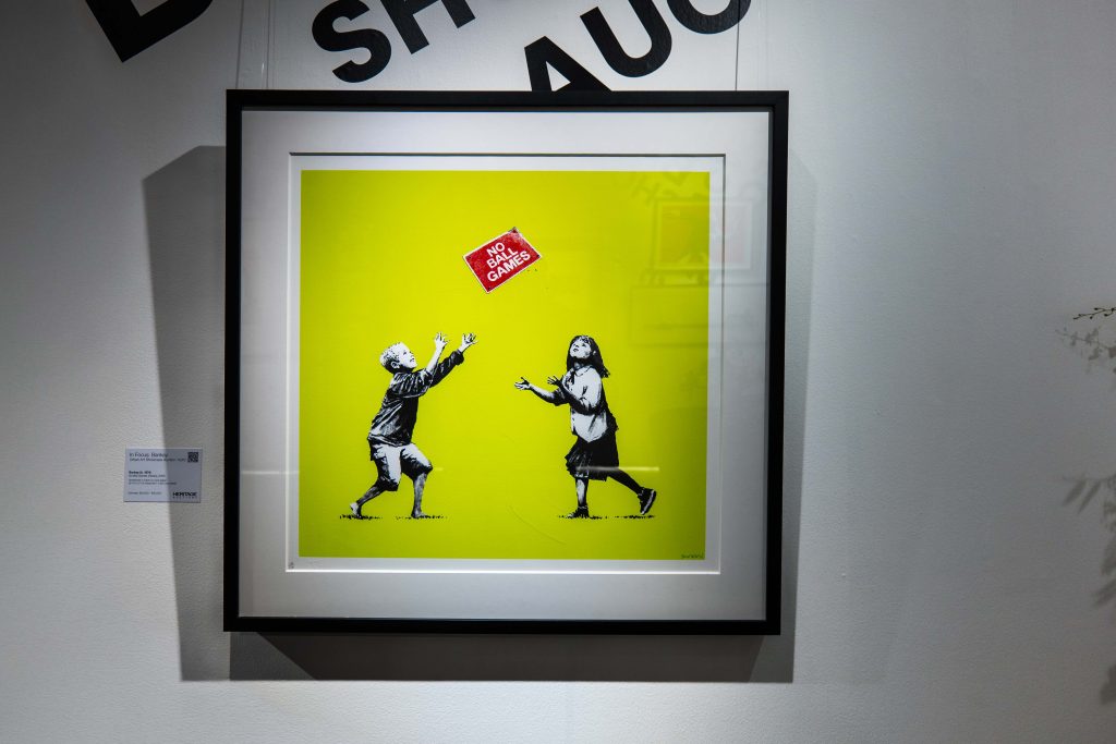 Collection of 13 Banksy prints including iconic Girl with Balloon set to raise £300,000 at Heritage Auctions. Features Basquiat tribute and Pulp Fiction banana piece.