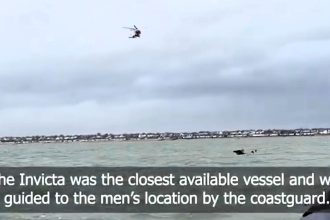 Two men seconds from drowning rescued by marine officers as tide rose to neck height in Thames Estuary, Southend - specialist team saved them with 10 minutes to spare.