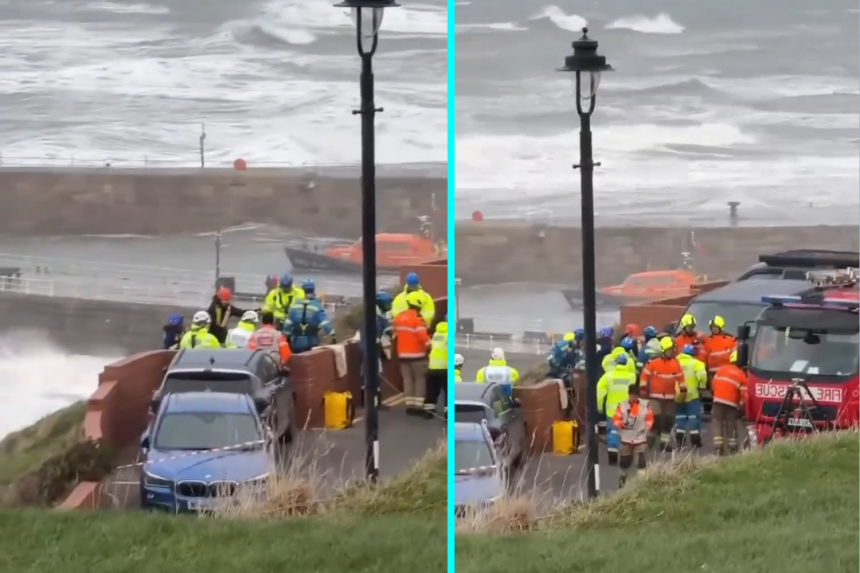 Youngster rescued after being trapped by incoming tide beneath 260-foot Whitby cliffs required coastguard abseil team, helicopter standby and fire service support on New Year's Day.