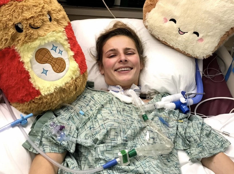 Woman paralyzed from neck down after freak skiing accident shares satirical videos. Rebecca Koltun, 26, broke her neck on the slopes and now uses humor to cope.