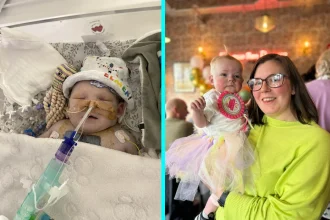 Little Florence suffered two cardiac arrests before her first birthday after a cold turned life-threatening. She was left blind and unable to walk or talk.