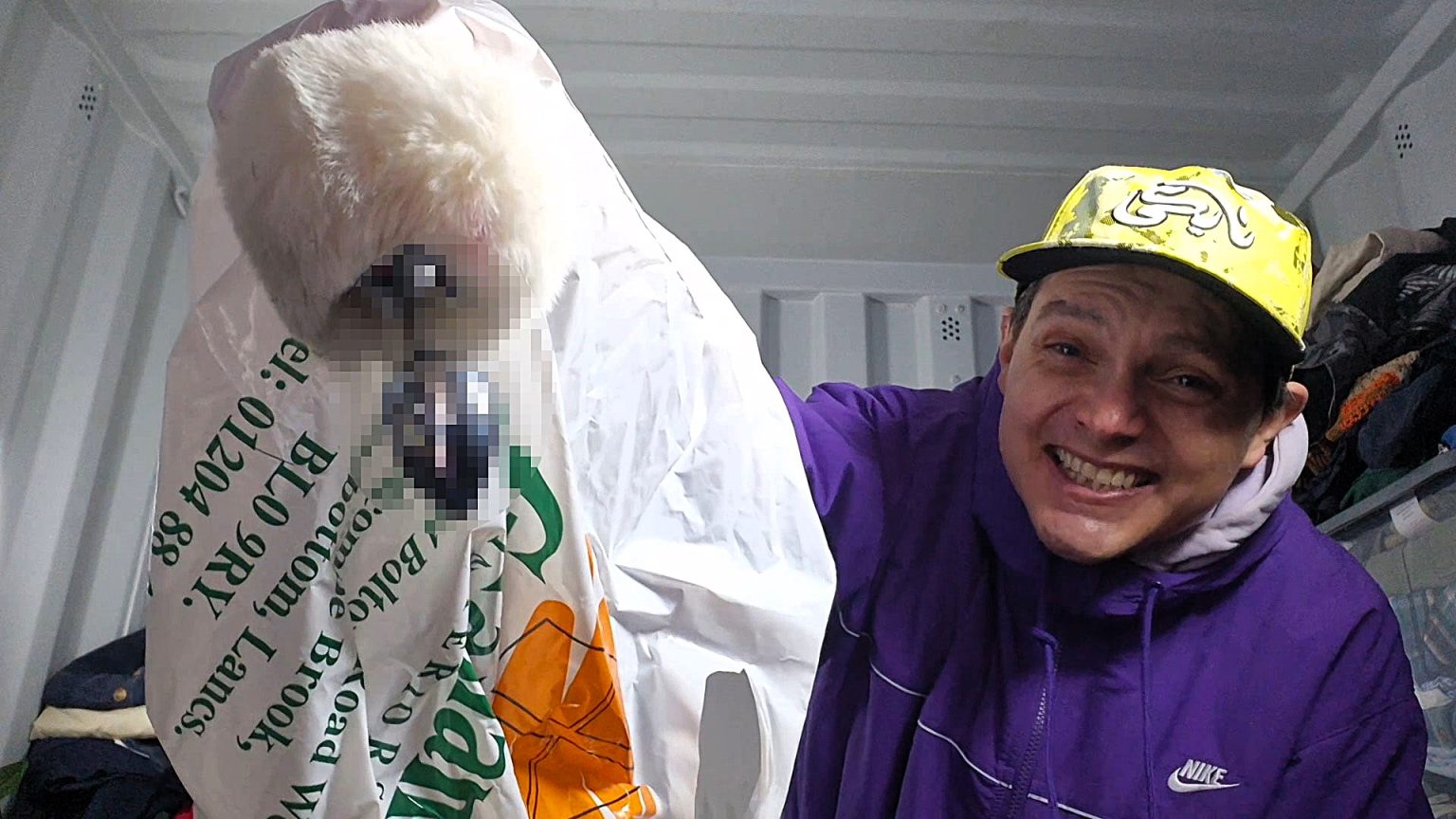 Man finds sex toy in £3 jumble sale bag from Greenmount, Bury and starts retching. Nathan Taggart, 40, now trying to return it to mystery owner discreetly.