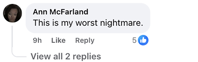 Social media comment on the post of Two cars swallowed by horror sinkhole after road collapses in Omaha - drivers forced to climb out of deep shaft as SUV nearly disappears into the ground.
