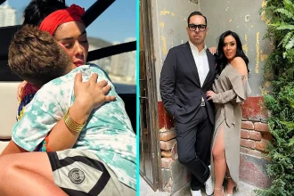 A celebrity couple's young son needed 30 stitches after a reef shark bit both his legs in shallow water in Tulum - while his parents stood just yards away on the beach.