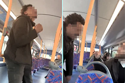 Drunk man targets Jewish passenger on London bus, forcing him to flee for his safety. Another commuter chants free Palestine as incident unfolds on route 460 in Barnet.