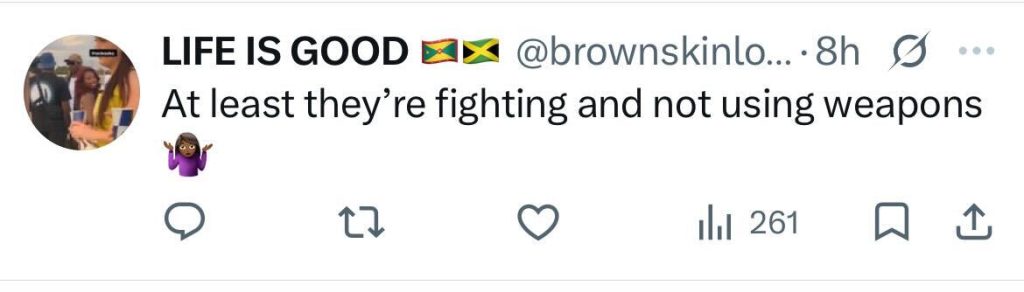 Social media comment on the post of Two men caught on camera brutally beating a diner before a one-on-one chair duel breaks out at a restaurant on Deptford High Street in south east London - shocking footage.