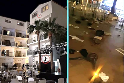 Furious tourist threw e-scooters, TV and suitcases from Tui hotel window in Tenerife, hitting little girl at kids disco. 15 police officers needed to detain him.
