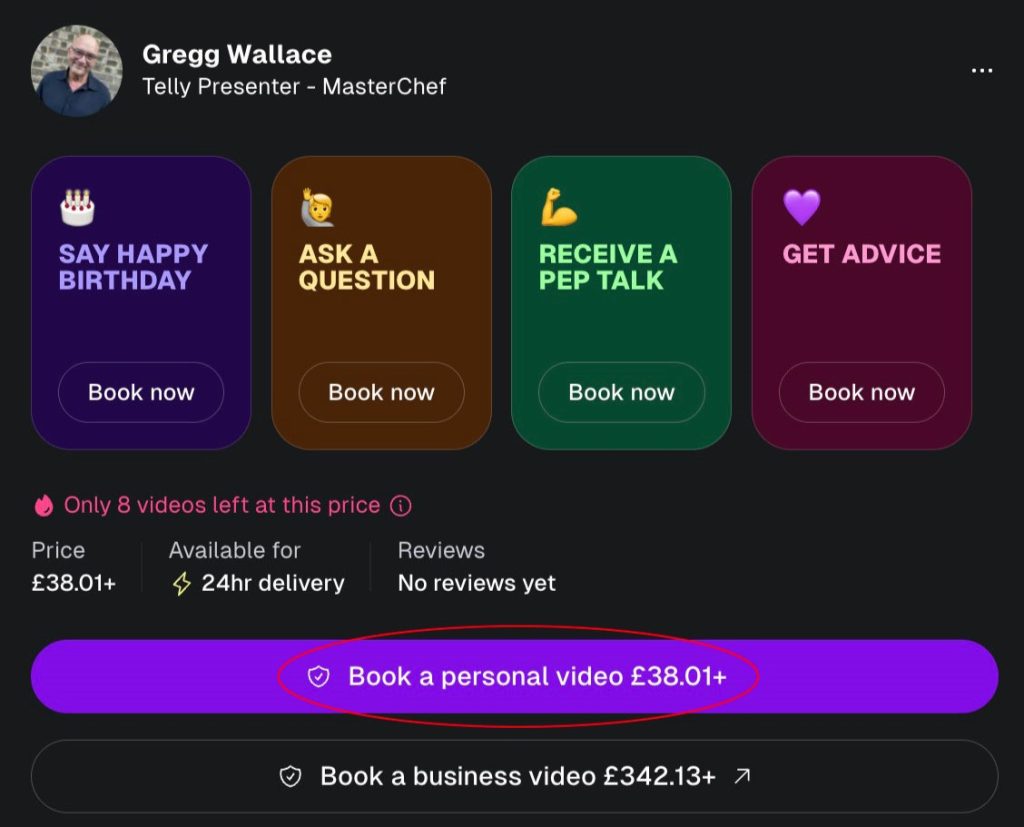 Gregg Wallace sent an awkward Valentine's Day Cameo to ex-Masterchef crew member Michael saying you know what I'm like and I miss doing telly after BBC sacking.