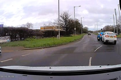 Dashcam captures moment BMW T-bones Hyundai on roundabout after lane mix-up - clip of hair-raising crash in Southend-on-Sea racks up nearly a million views online.