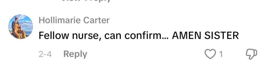 Social media comment on the post of ICU nurse Kirstie Roberts, 29, reveals all patients know when they're dying. They sense a spiritual shift hours before passing despite stable vitals.